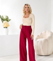 Брюки женские палаццо из костюмной ткани высокой посадки широкого прямого кроя осенние зимние