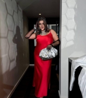 Платье-комбинация женское атласное вечернее из королевского атласа осеннее зимнее