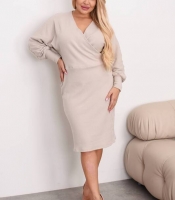 Платье женское ангора-рубчик с начёсом на запах осеннее зимнее