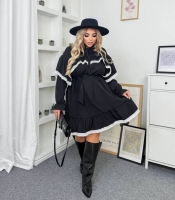 Платье женское из тиара с декоративным кружевом праздничное осеннее