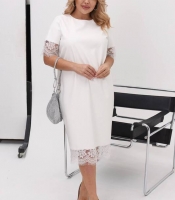 Платье женское экошкіра матовая с мереживом осеннее