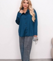 Костюм женский шёлковая рубашка Armani и трикотажные брюки с напылением двойка осенний