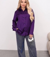 Костюм женский шёлковая рубашка Armani и трикотажные брюки с напылением двойка осенний