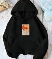 Худи женское трехнитка на флисе утепленное с принтом осенне-зимнее