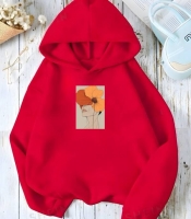 Худи женское трехнитка на флисе утепленное с принтом осенне-зимнее