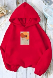 Худи женское трехнитка на флисе утепленное с принтом осенне-зимнее Худи женское трехнитка на флисе утепленное с принтом осенне-зимнее