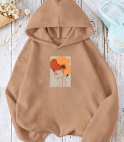 Худи женское трехнитка на флисе утепленное с принтом осенне-зимнее