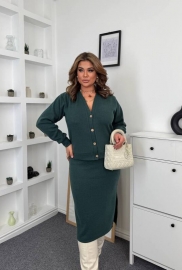 Костюм женский ангора утепленный кардиган на пуговицах и юбка миди с разрезом осенний Костюм женский ангора утепленный кардиган на пуговицах и юбка миди с разрезом осенний