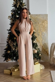 Комбинезон женский костюмный вечерний со сборкой и широкими брюками осенне-зимний Комбинезон женский костюмный вечерний со сборкой и широкими брюками осенне-зимний