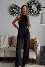 Комбинезон женский костюмный вечерний со сборкой и широкими брюками осенне-зимний Комбинезон женский костюмный вечерний со сборкой и широкими брюками осенне-зимний