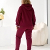 Спортивный костюм женский трехнитка на флисе утепленный худи оверсайз с блестящим принтом и джоггеры осенне-зимний  k-125649