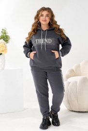 Спортивный костюм женский трехнитка на флисе утепленный худи оверсайз с блестящим принтом и джоггеры осенне-зимний Спортивный костюм женский трехнитка на флисе утепленный худи оверсайз с блестящим принтом и джоггеры осенне-зимний