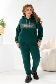 Спортивный костюм женский трехнитка на флисе утепленный худи оверсайз с блестящим принтом и джоггеры осенне-зимний Спортивный костюм женский трехнитка на флисе утепленный худи оверсайз с блестящим принтом и джоггеры осенне-зимний