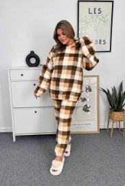 Пижама женская пушистая махровая худи и брюки осенне-зимняя Пижама женская пушистая махровая худи и брюки осенне-зимняя