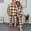 Пижама женская пушистая махровая худи и брюки осенне-зимняя  k-125659