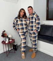 Пижама женская пушистая махровая худи и брюки осенне-зимняя