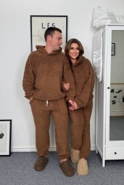 Пижама женская пушистая махровая худи и брюки осенне-зимняя Пижама женская пушистая махровая худи и брюки осенне-зимняя