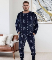 Пижама мужская утеплённая из мягкого двустороннего плюша (стриженный кролик) с манжетами осенняя зимняя