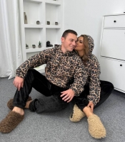 Пижама унисекс утеплённая флисовая с капюшоном кенгуру и плюшевыми брюками осенняя зимняя