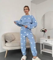 Пижама женская утеплённая из мягкого меха Тедди с манжетами осенняя зимняя