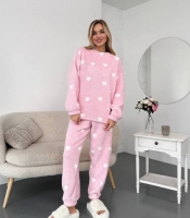 Пижама женская утеплённая из мягкого меха Тедди с манжетами осенняя зимняя