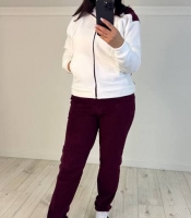 Спортивный костюм женский утеплённый из флиса Полар с капюшоном и прямыми брюками осенний зимний