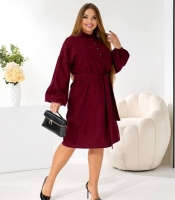 Сукня женская микровельветовая повседневная миди с поясом осенне-зимняя