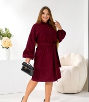 Сукня женская микровельветовая повседневная миди с поясом осенне-зимняя