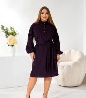 Сукня женская микровельветовая повседневная миди с поясом осенне-зимняя