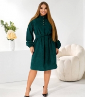 Сукня женская микровельветовая повседневная миди с поясом осенне-зимняя