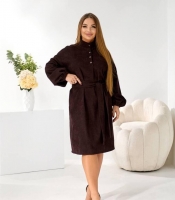 Сукня женская микровельветовая повседневная миди с поясом осенне-зимняя