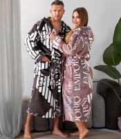 Халат унісекс осенне-зимний плюшевый с капюшоном и поясом домашний