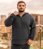 Спортивний костюм чоловічий флісовий утеплённый графітовий з капюшоном осінній зимній