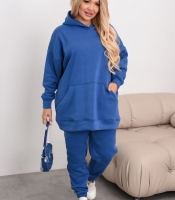 Спортивный костюм женский утеплённый оверсайз из трёхнитки на флисе джинсовый осенний зимний