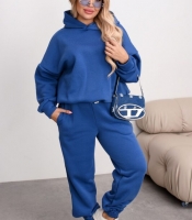 Спортивный костюм женский оверсайз из трехнитки на флисе джинсовый осенний зимний