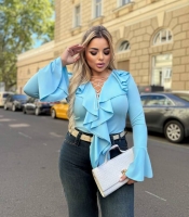 Комбинезон женский нарядный запахной электрик из костюмки с напылением осенний зимний