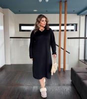 Платье женское трикотажное теплое из итальянской вязки черное осеннее зимнее