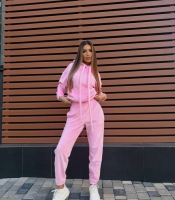 Спортивный костюм женский из двустороннего велюра утепленный розовый осенний зимний
