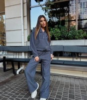 Спортивный костюм женский из микровельвета на флисе утепленный осенний зимний