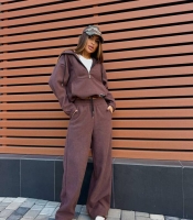 Спортивный костюм женский из микровельвета на флисе утепленный осенний зимний