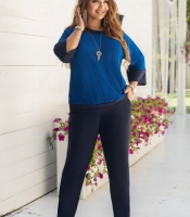 Костюм женский из креп-дайвинга и трикотажа с люрексом осенний зимний