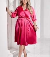 Платье женское нарядное Армани-Дабл с запахом и рукавом 3/4 украшенное стразами осеннее зимнее