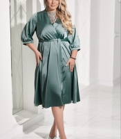 Платье женское нарядное Армани-Дабл с запахом и рукавом 3/4 украшенное стразами осеннее зимнее