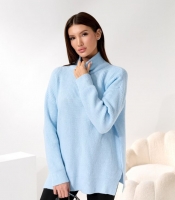 Свитер женский оверсайз теплый с воротником-стойкой на молнии осенний зимний