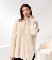 Свитер женский оверсайз теплый с воротником-стойкой на молнии осенний зимний
