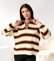 Свитер женский оверсайз трикотажный в полоску осенний зимний