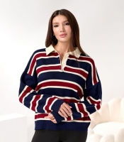 Свитер женский оверсайз трикотажный в полоску осенний зимний