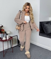 Спортивный костюм женский утепленный флис оверсайз на змейке с джоггерами осенний зимний