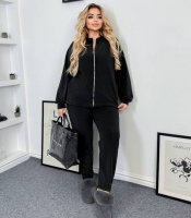 Спортивный костюм женский утепленный флис оверсайз на змейке с джоггерами осенний зимний