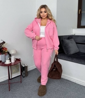 Спортивный костюм женский утепленный трехнитка с двойным капюшоном и джоггерами осенний зимний